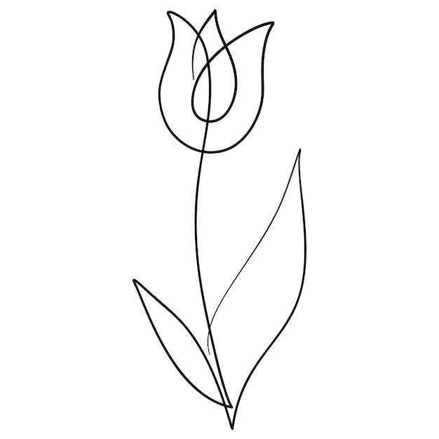 Vector flor de tulipán de dibujo de una línea