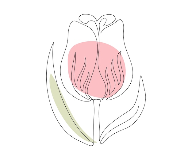 Vector la flor de tulipán en un estilo minimalista en una línea mono línea símbolo de cosméticos logotipo de salón de belleza