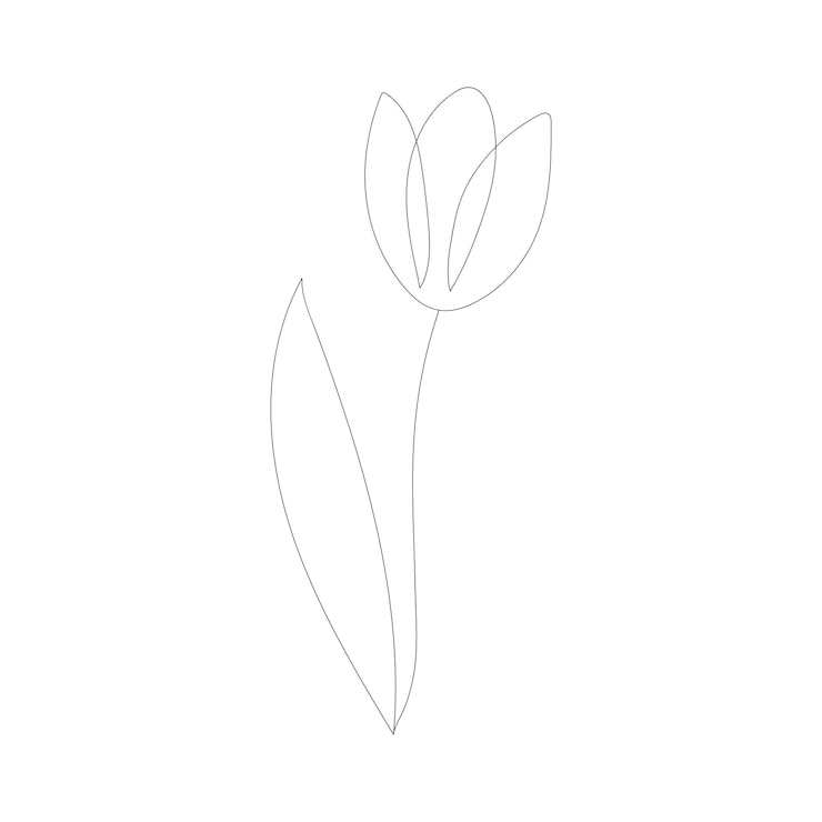 Vector flor de tulipán en una línea con manchas de colores.