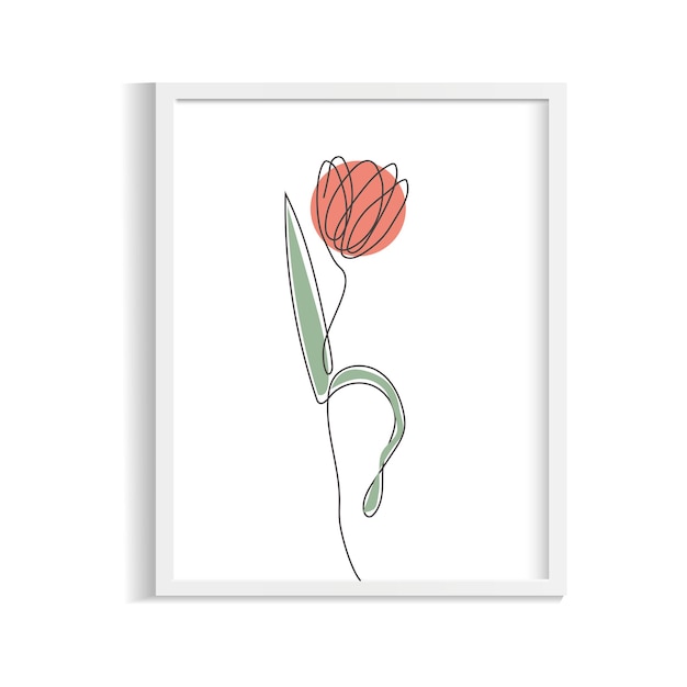 flor de tulipán naranja de una línea de arte