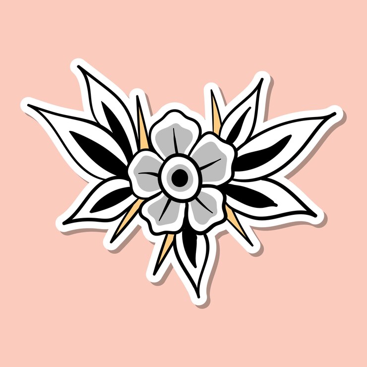 Vector flor vintage dibujado a mano para tatuaje pegatinas cartel etc vector libre