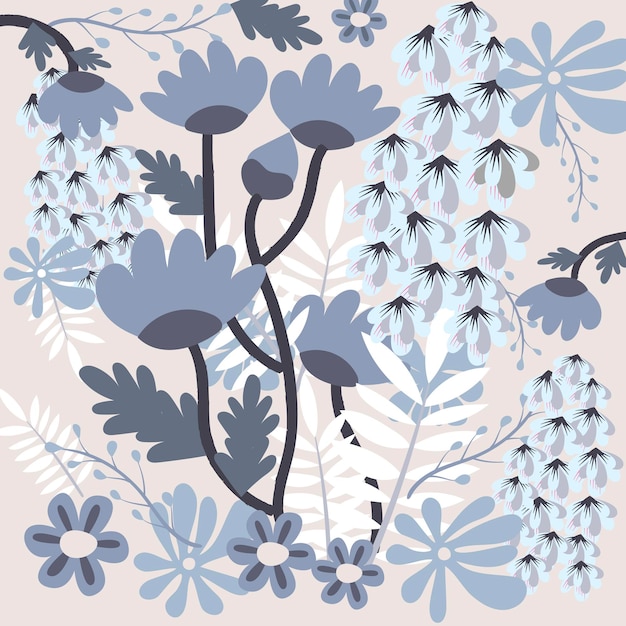 Floración completa floral azul flores botánicas flores patrón flores diseño patrón botánico