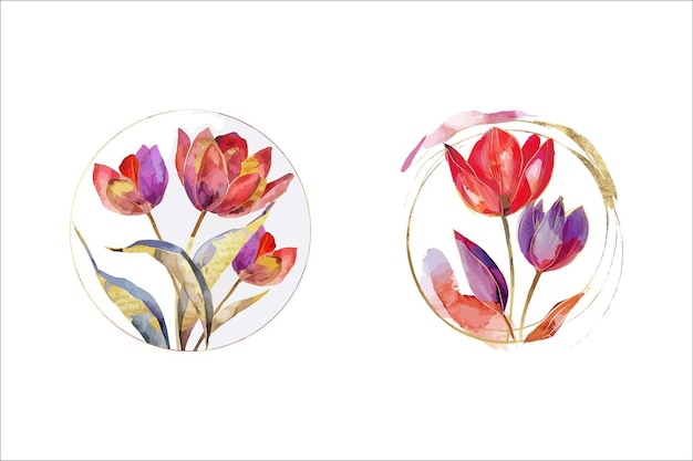 floral con acuarela arreglo de ramos de acuarela
