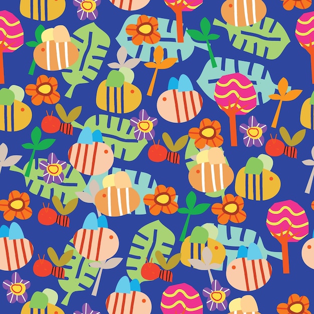 floral y animales bonito patrón sin costuras