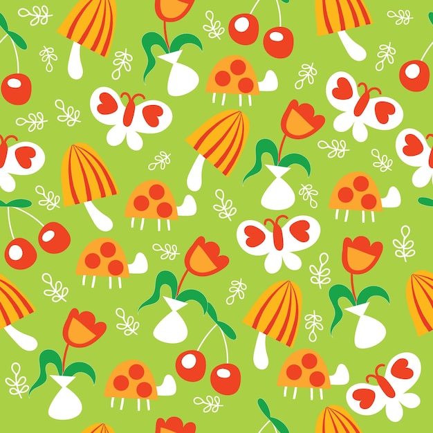 floral y animales bonito patrón sin costuras