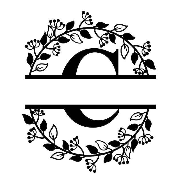 Floral C letra Split Monograma C Letra C acuarela floral