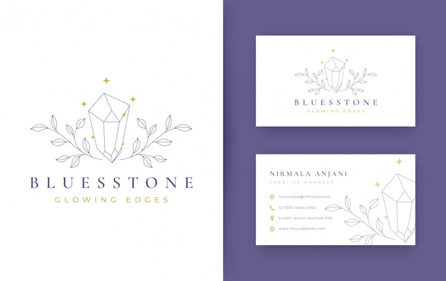 Floral con diseño de logotipo minimalista de joyería con tarjeta de visita