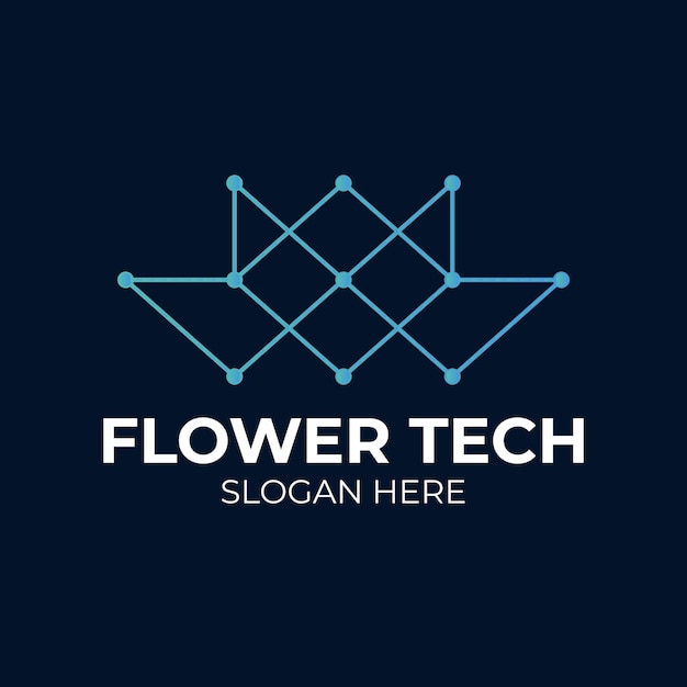 Vector floral flor con placa de circuito conectada con la tecnología de puntos inspiración para el diseño del logotipo