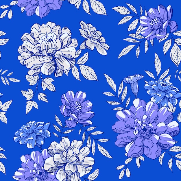 Floral, flores, patrones sin fisuras. ilustración vectorial. textil, tela, diseño floral de superficie