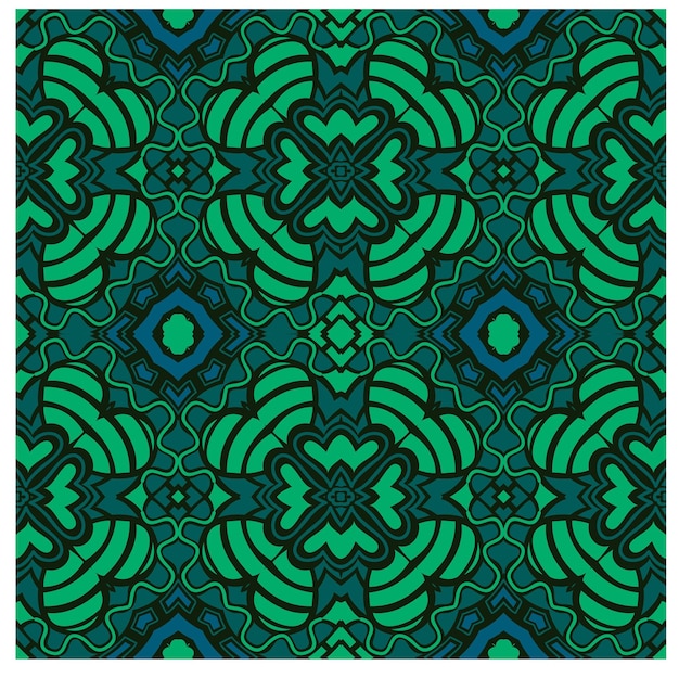 Floral monocromático verde elegante con diseño de patrón de fondo sin costuras de estilo étnico