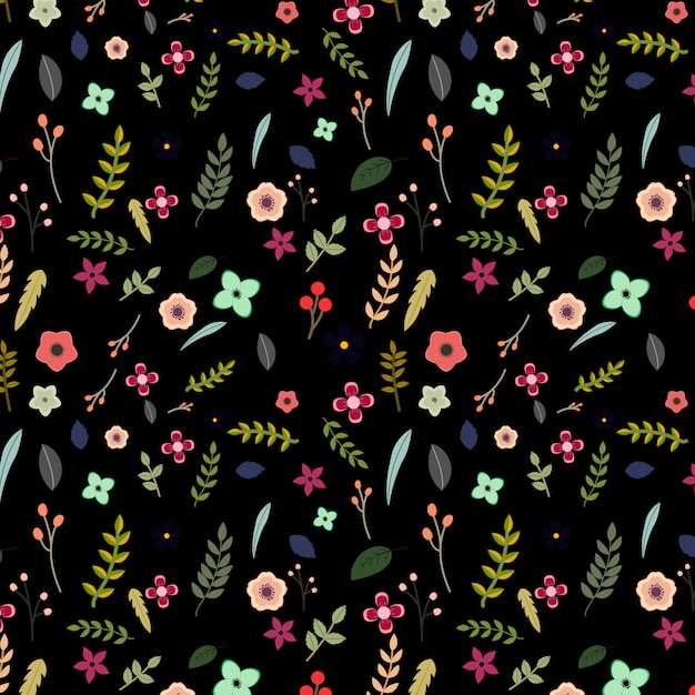 Floral patrón sobre fondo negro