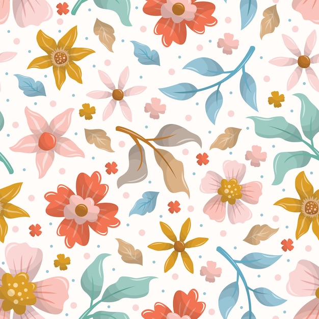 Floral de primavera con flores coloridas y sin costuras