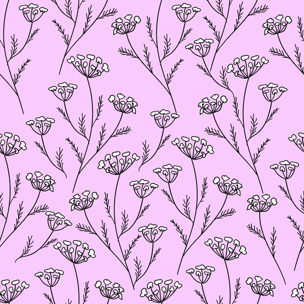 Floral vintage de patrones sin fisuras fondo púrpura Flores silvestres Estampado floral vectorial