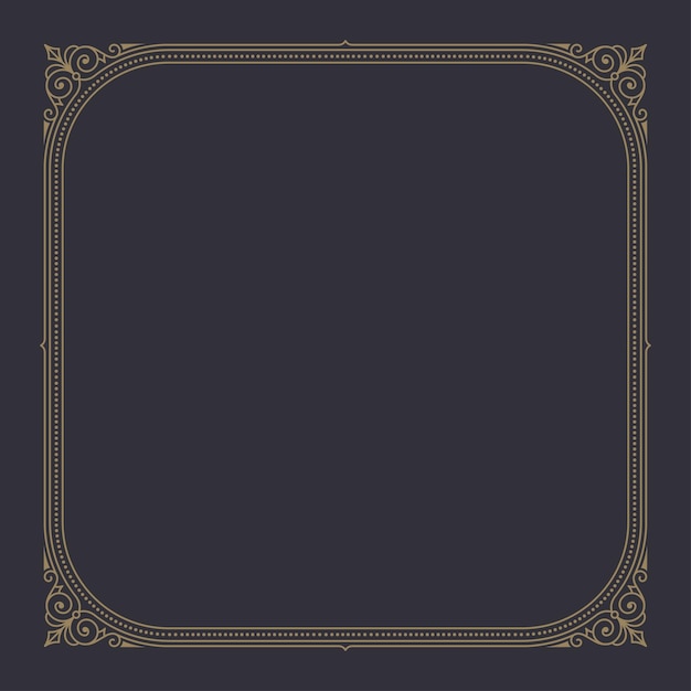 Florece caligráfico elegante marco ornamental Ilustración vectorial de época