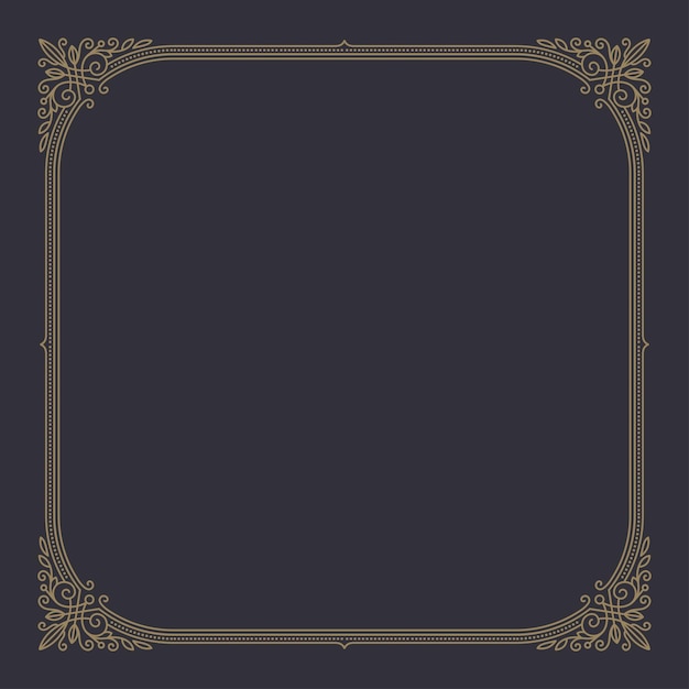 Florece caligráfico elegante marco ornamental Ilustración vectorial de época