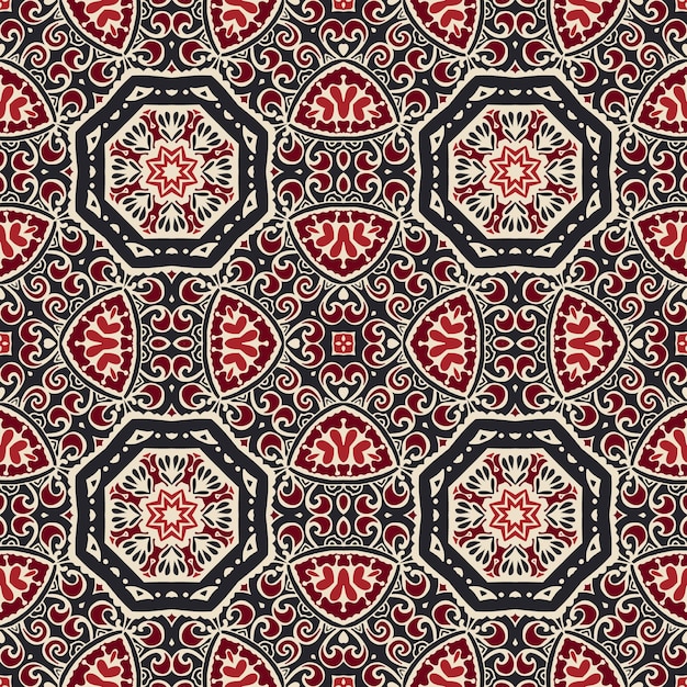 Florecer patrón de mosaico. Mandala abstracto geométrico de patrones sin fisuras