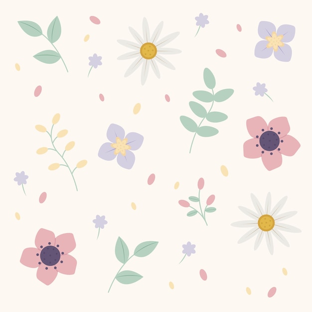 Florecientes flores coloridas dibujadas a mano con un patrón sin costuras