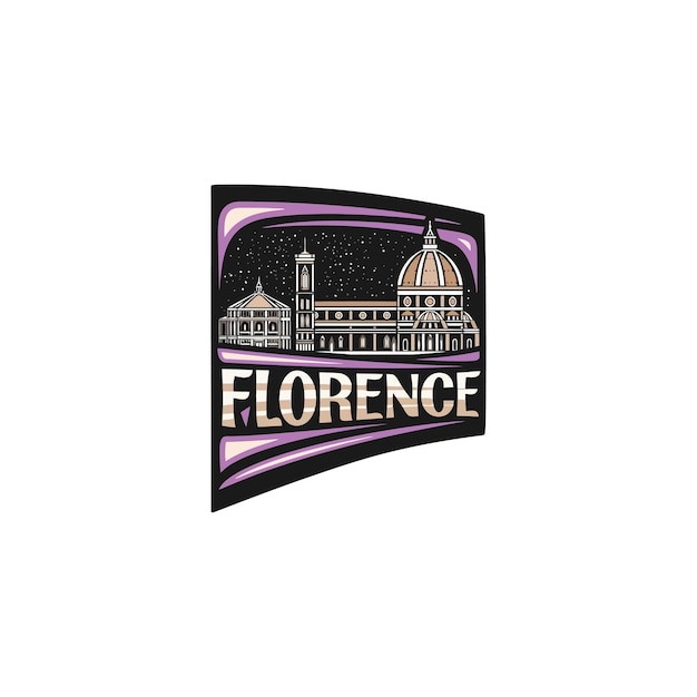 Florencia Skyline Landmark Flag Sticker Emblem Badge Travel Souvenir Ilustración