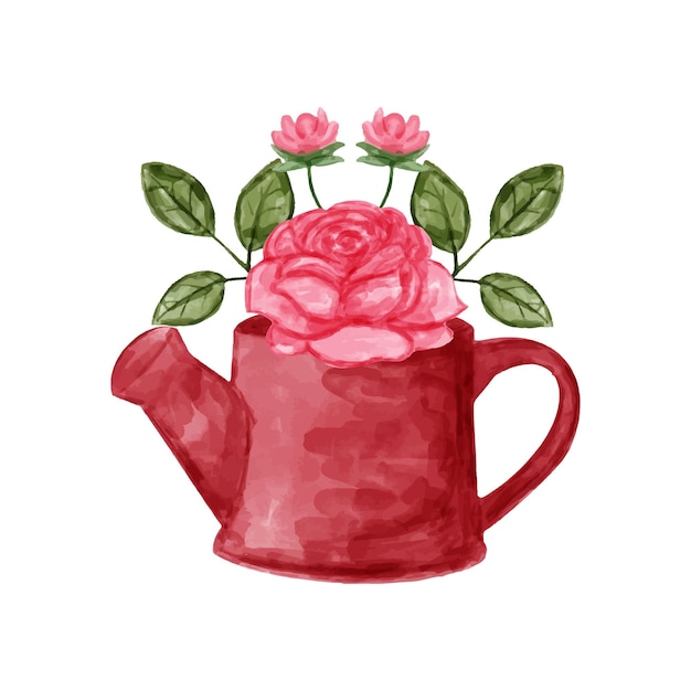 florero y ramo con acuarela