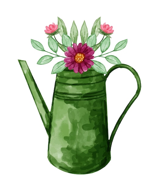 florero y ramo con acuarela