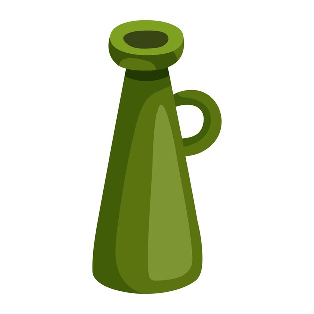 Florero verde vacío en estilo de dibujos animados aislado sobre fondo blanco
