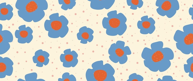 Flores abstractas azules minimalistas sobre un fondo claro Impresión de moda moderna