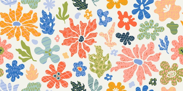 Flores abstractas formas patrón fondo sin costuras de la planta de hoja de flor vector orgánico Matisse