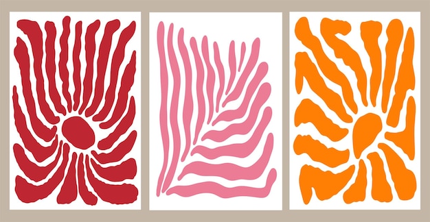 Flores abstractas modernas en el estilo Matisse de moda Afiche botánico minimalista vectorial