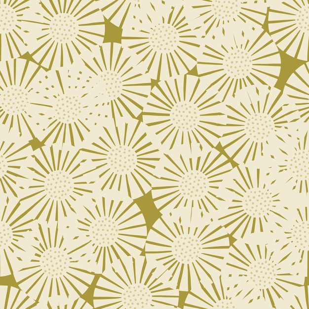 Flores abstractas de patrones sin fisuras sobre fondo beige. textura vintage de plantas para diseño textil. impresión de plantilla aleatoria para cualquier propósito. adorno de tela simple vector.