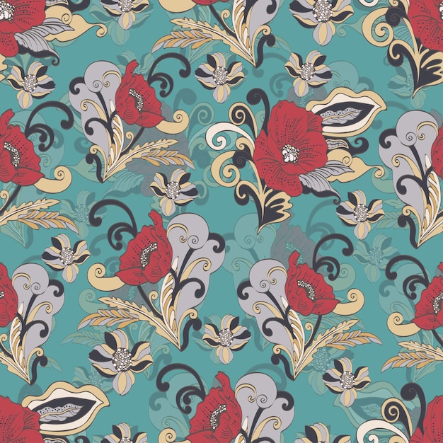 Flores abstractas de patrones sin fisuras vector fondo floral