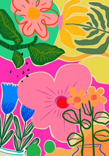 Flores abstractas plantas naturaleza floral ilustración vectorial dibujada a mano naturaleza estética moderna