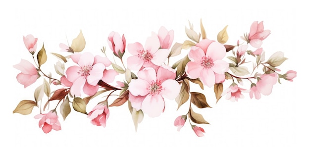Flores de acuarela para ilustración Ilustrador minimalista Colección de flores sobre fondo blanco