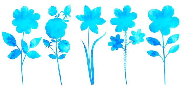 Flores acuarela silueta vector aislado