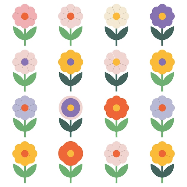 Flores aisladas sobre fondo blanco
