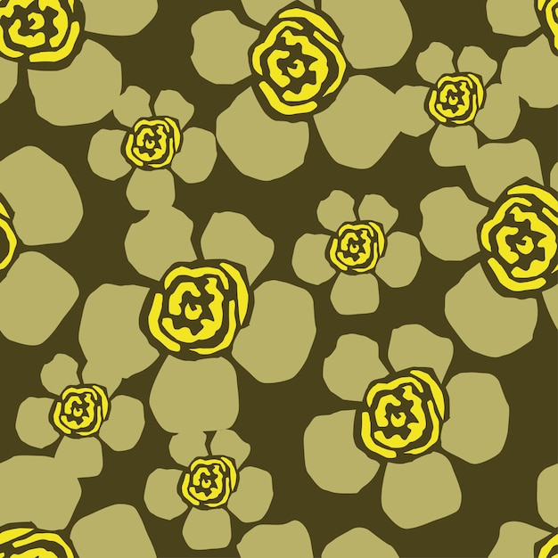 flores amarillas con hojas amarillas sobre un fondo verde oscuro