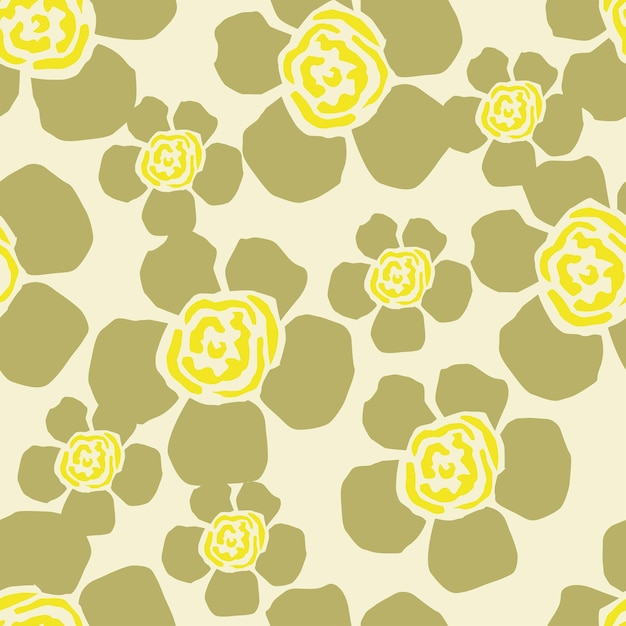 flores amarillas con hojas verdes y hojas amarillas sobre un fondo beige