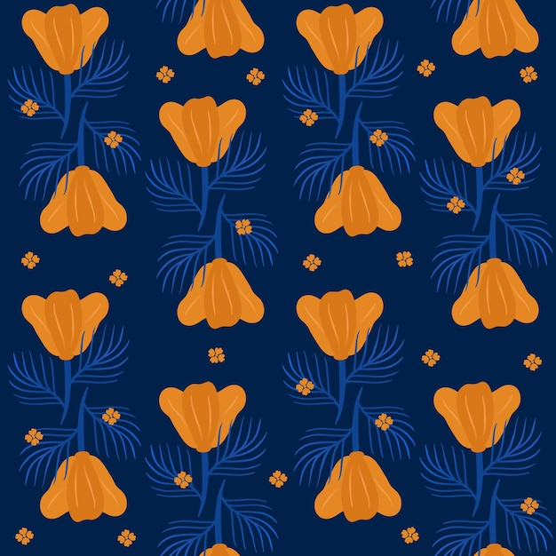 flores amarillas sobre un fondo azul impresión floral brillante con bordes sin costuras