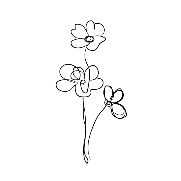 Flores de arte de línea minimalista