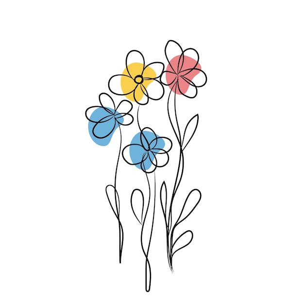 Flores de arte de línea simple