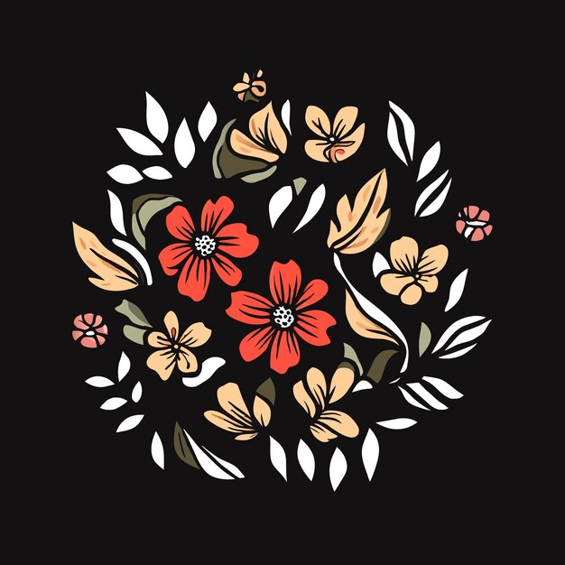 Flores artísticas dibujadas a mano, deleite en cada detalle.