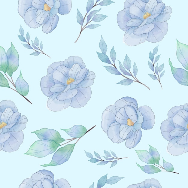 Flores azules sin costuras