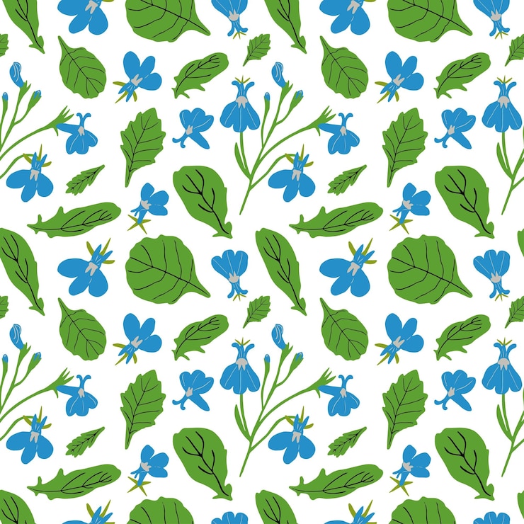Vector flores azules y hojas de patrones sin fisuras ilustración de vector de flores de jardín