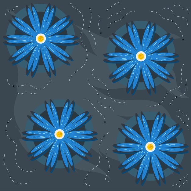 Vector flores azules para ocasiones elementos de tarjeta de felicitación elemento de volante de matrimonio vector de flor impresionante