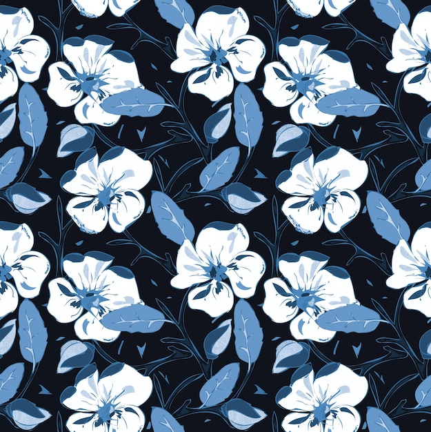 flores azules sobre un fondo negro fondos elegancia pétalos de margarita ornamentados primavera surrealista