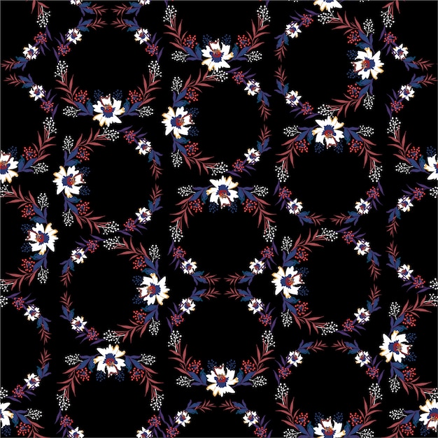 flores blancas con hojas en el patrón de fondo negro