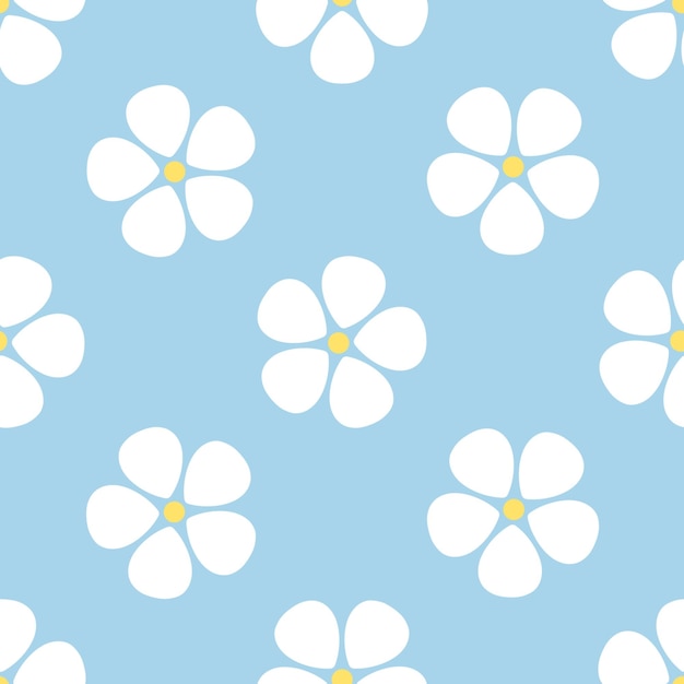 Flores blancas sobre fondo azul Patrón transparente de vector floral