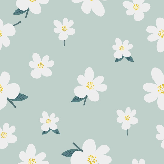 Flores blancas sobre un fondo azul.