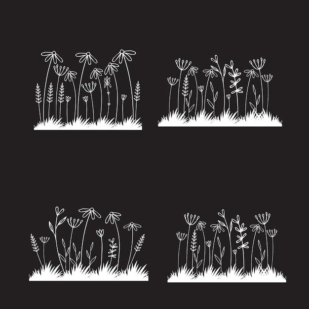 Flores blancas sobre un fondo negro.