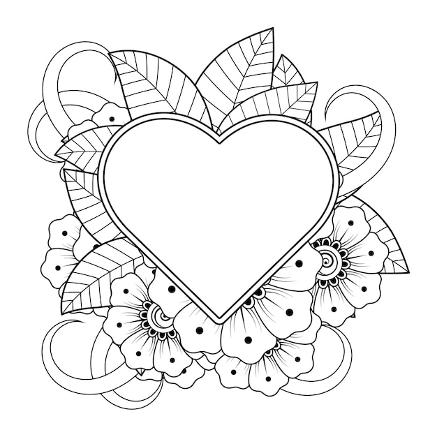 Flores en blanco y negro Doodle art para colorear libro