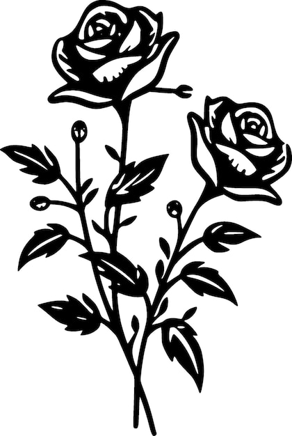 Flores en blanco y negro Ilustración vectorial